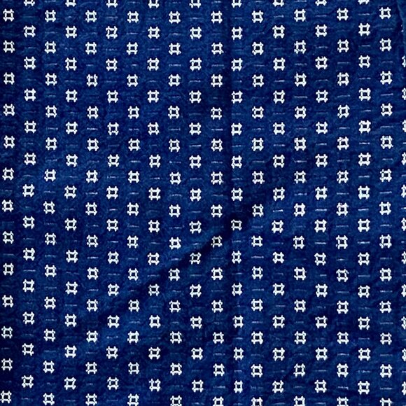 VINTAGE JAPANESE TEXTILE AIZOME INDIGO BLUE CROSSHATCH FABRIC - 40" X 38" - Picture 1 of 3